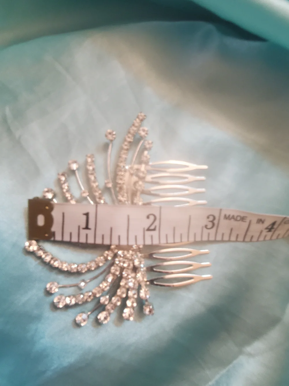 Crystal-Embellished Silver Hair Comb for Women